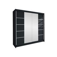 SCHWEBETÜRENSCHRANK Talin V - Silberfarben/Schwarz, Holzwerkstoff/Metall (180/215/58cm) - MIRJAN24