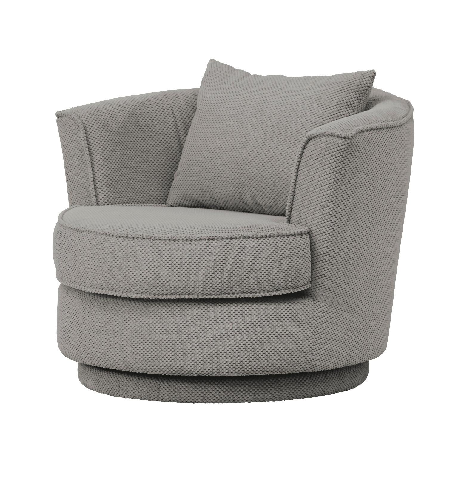 DREHSESSEL grau Web-Velours, Sessel 360° drehbar inklusive Kissen - Grau, Kunststoff/Textil (95/77/95cm)