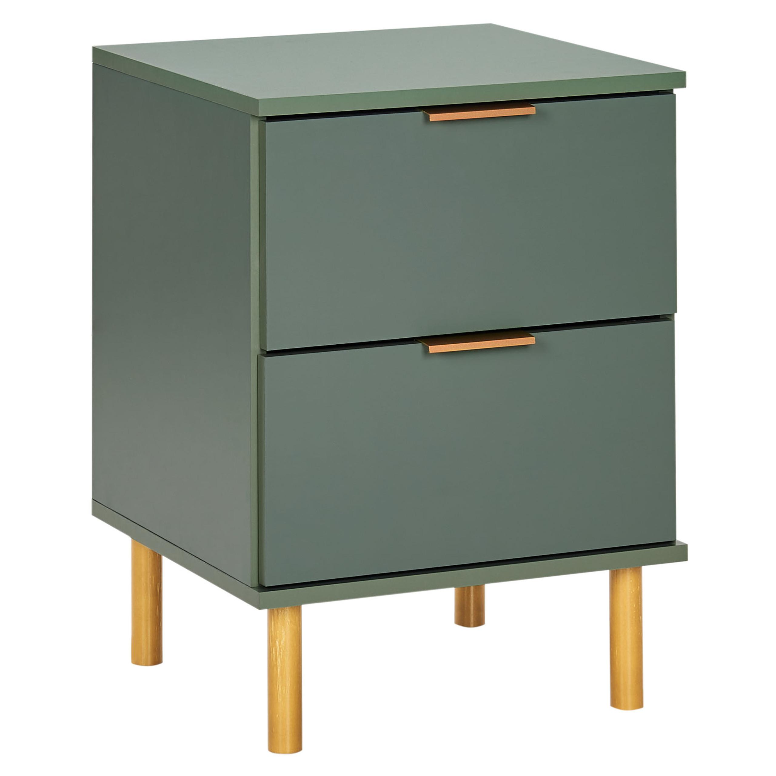 NACHTTISCH mit 2 Schubladen Grün Walpole - Grün, Holzwerkstoff (40/41/56cm) - Beliani