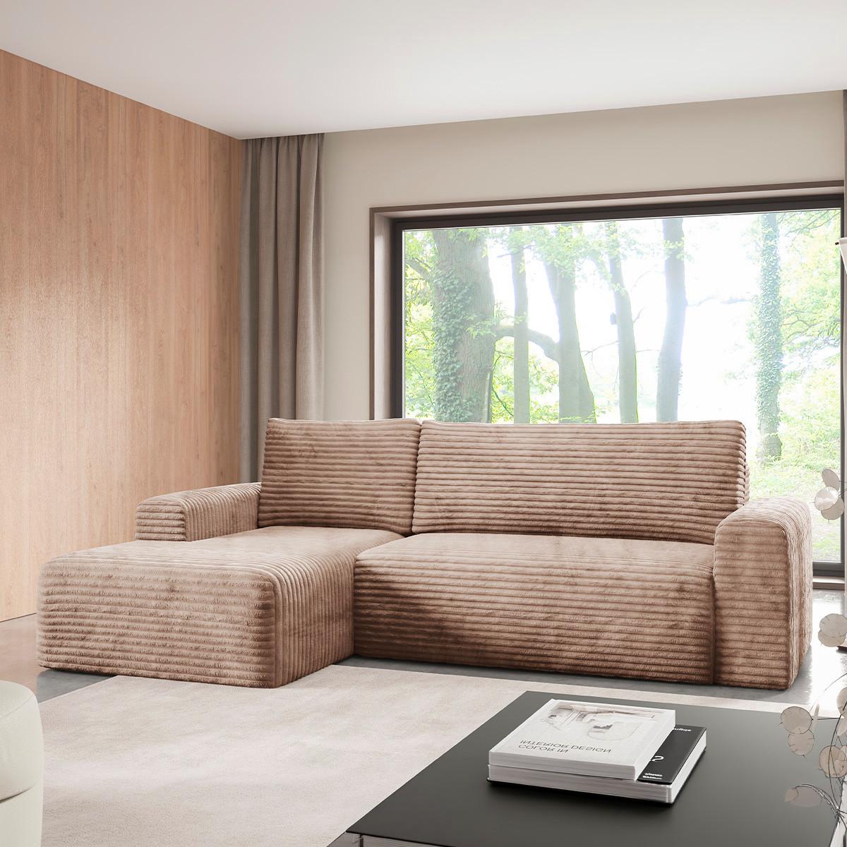 ECKSOFA Romeo 3 Sitzplätze Hellbraun - Braun, Holz (268/163cm) - Petits-meubles