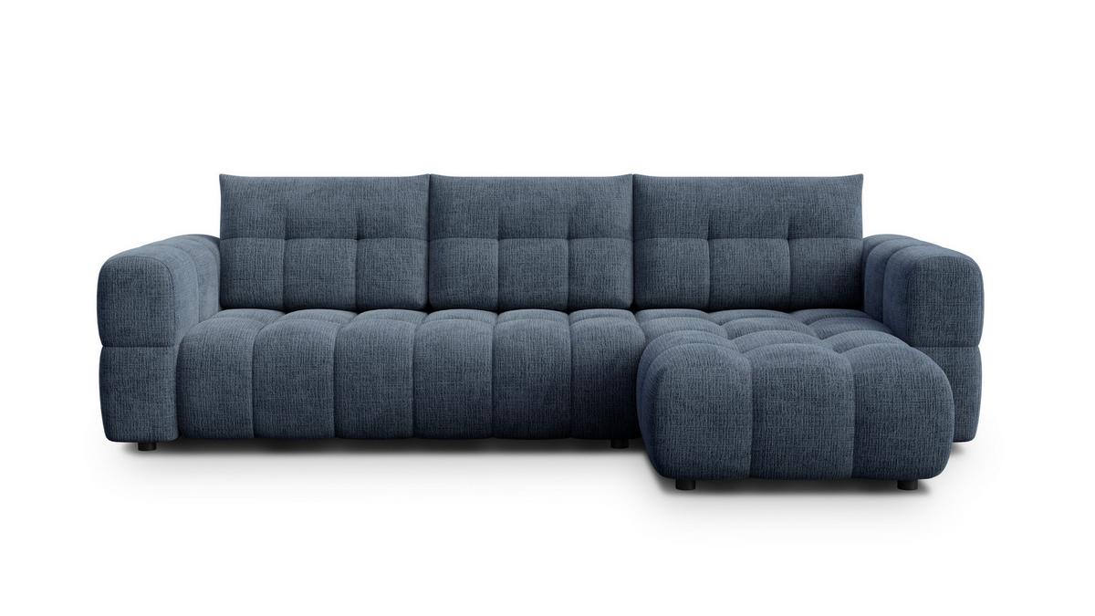 ECKSOFA CLOUDI 4-Sitzer rechts, marineblau - Blau/Schwarz, Holz/Textil (294/160cm) - Wozimo