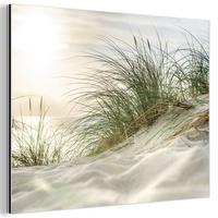 METALLBILD Dünen mit Strandhafer in der Sonne des Nationalparks Schleswig-Holsteinisches Wattenmeer 80x60 cm - Creme, Metall (80/60cm) - MuchoWow