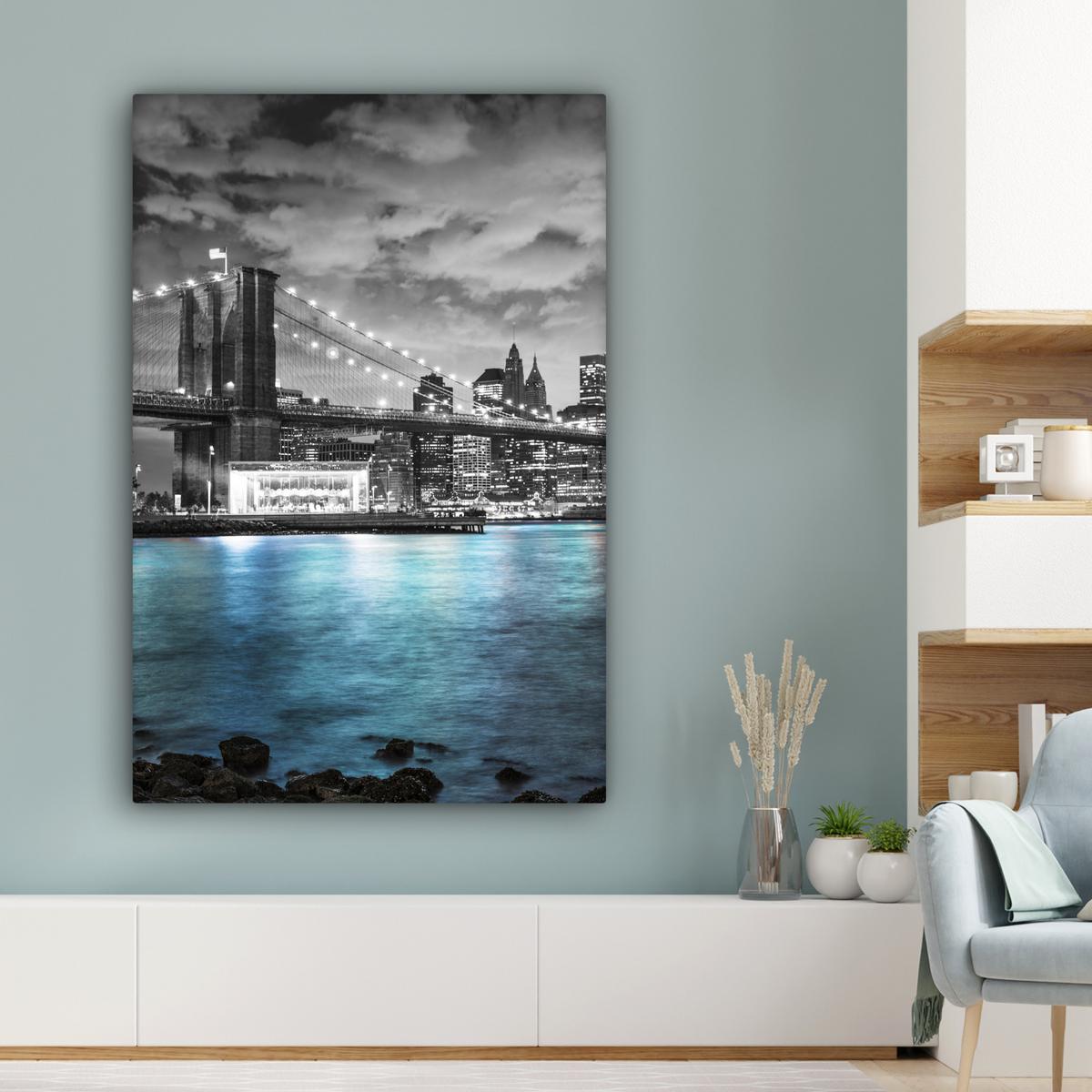 LEINWANDBILD New York - Skyline - Stadt - Blau Deko XXL 80x120 cm - Blaugrau, Textil (80/120cm) - MuchoWow