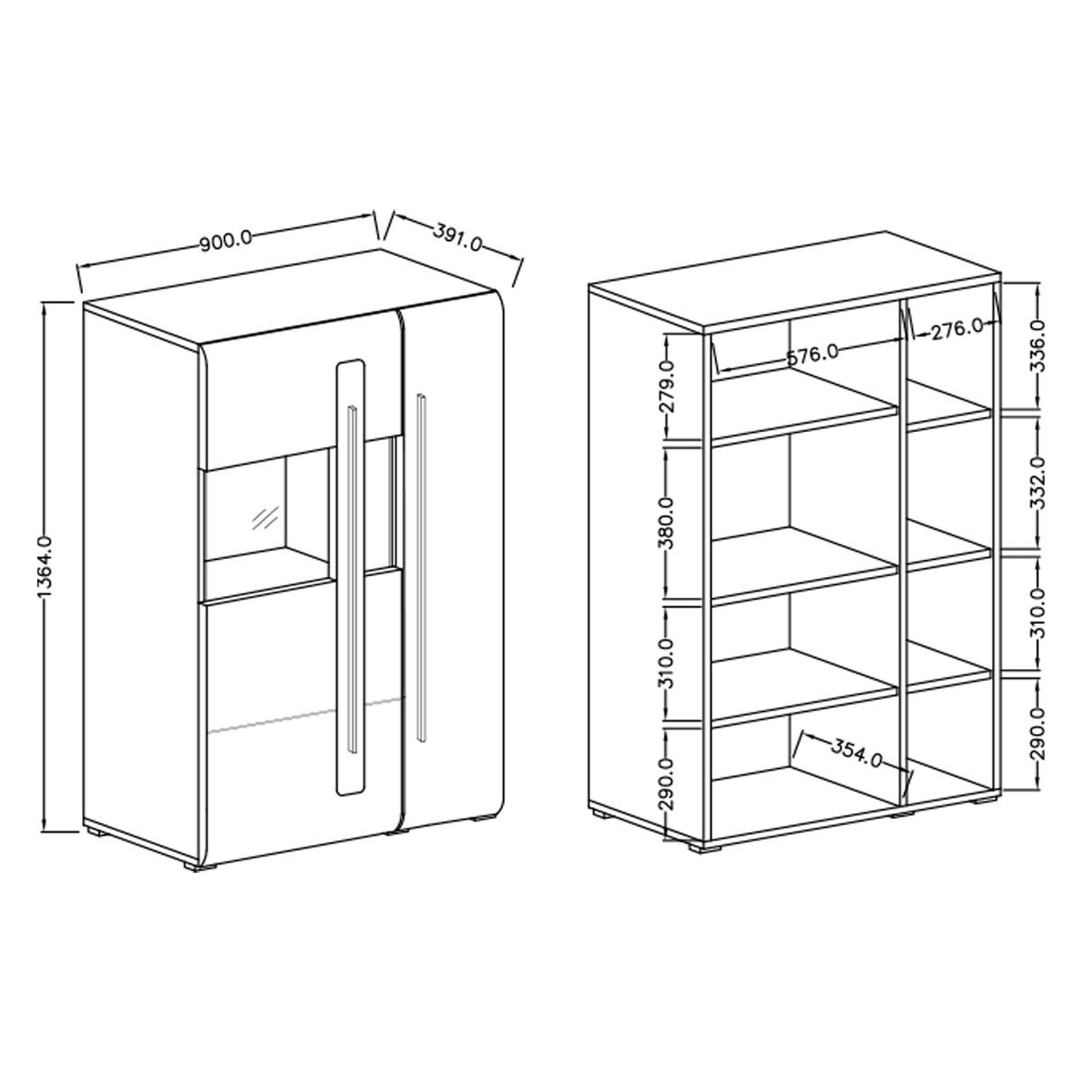 GESCHIRRSCHRANK Louis Holz - Braun, Holzwerkstoff (90/136/39cm) - Petits-meubles