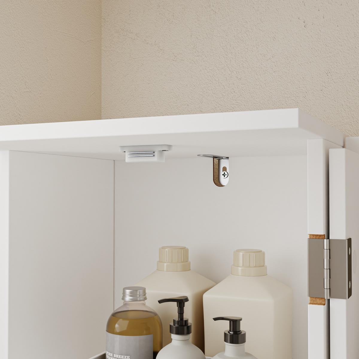 BADEZIMMERSCHRANK mit Schubladen und Tür BZR244-WN - Ahornfarben/Weiß, Kunststoff/Fell (30/180/30cm) - SoBuy