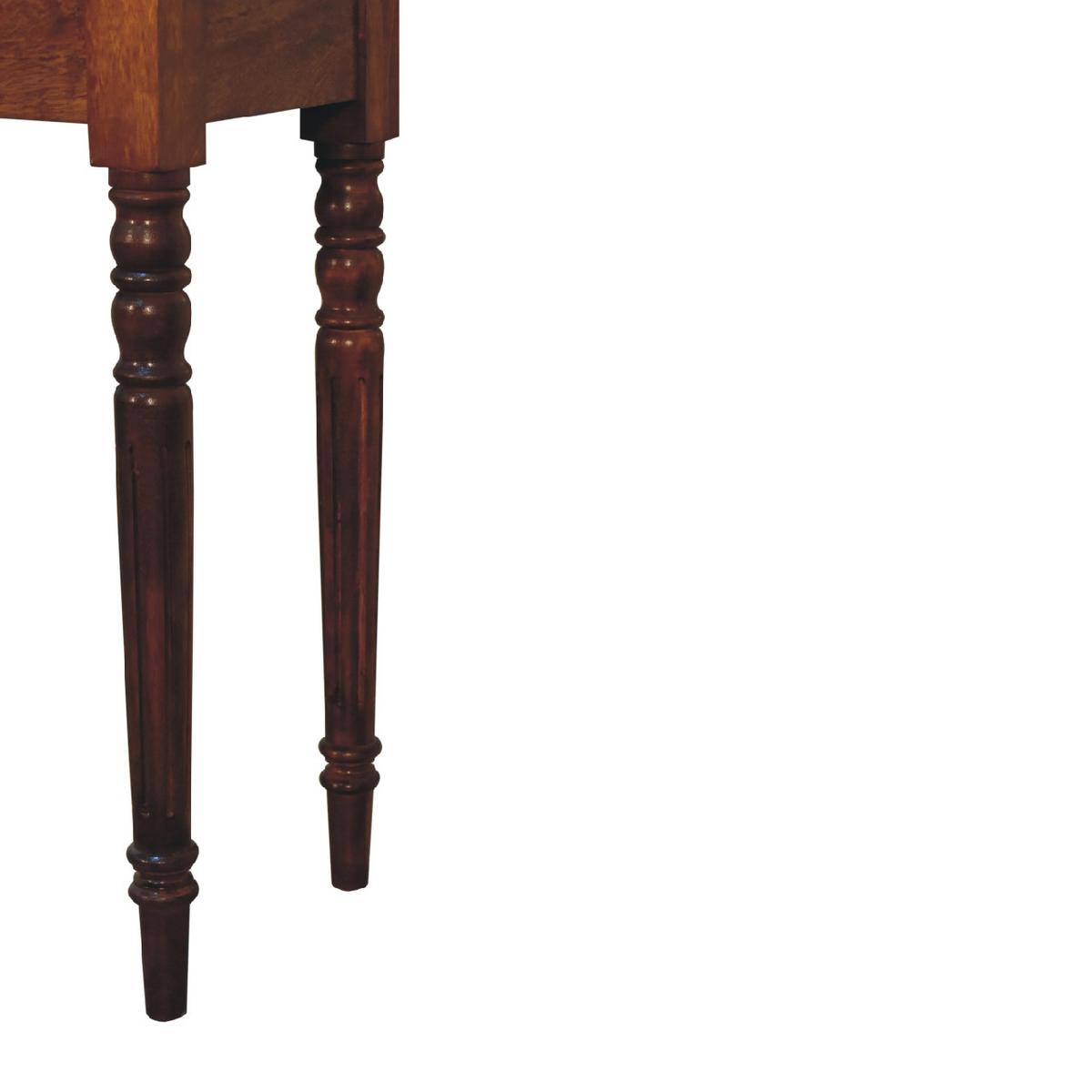SCHREIBTISCH 1 Schublade, Gedrechselte Beine, Braun - Kastanienfarben/Messingfarben, Holz/Metall (35/60/78cm) - Artisan Furniture