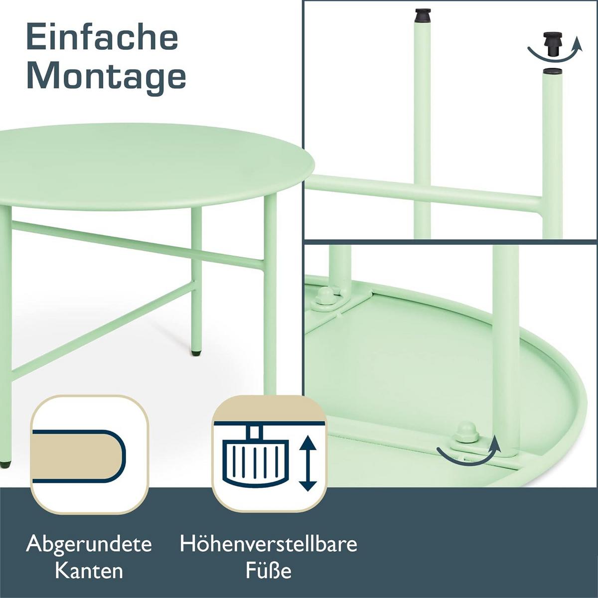 BEISTELLTISCH Finn 44/46 cm und 53/36 cm Mint (2tlg) - Mintgrün, Metall (0.1/53/36cm) - BoMoe