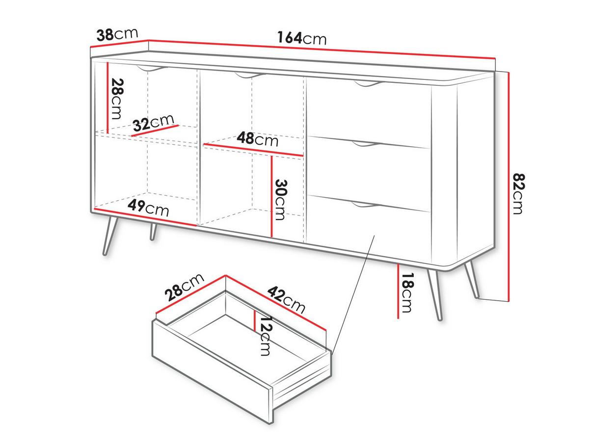 KOMBIKOMMODE Lante 2D3S - Goldfarben/Weiß, Holzwerkstoff/Metall (164/82/38cm) - MIRJAN24
