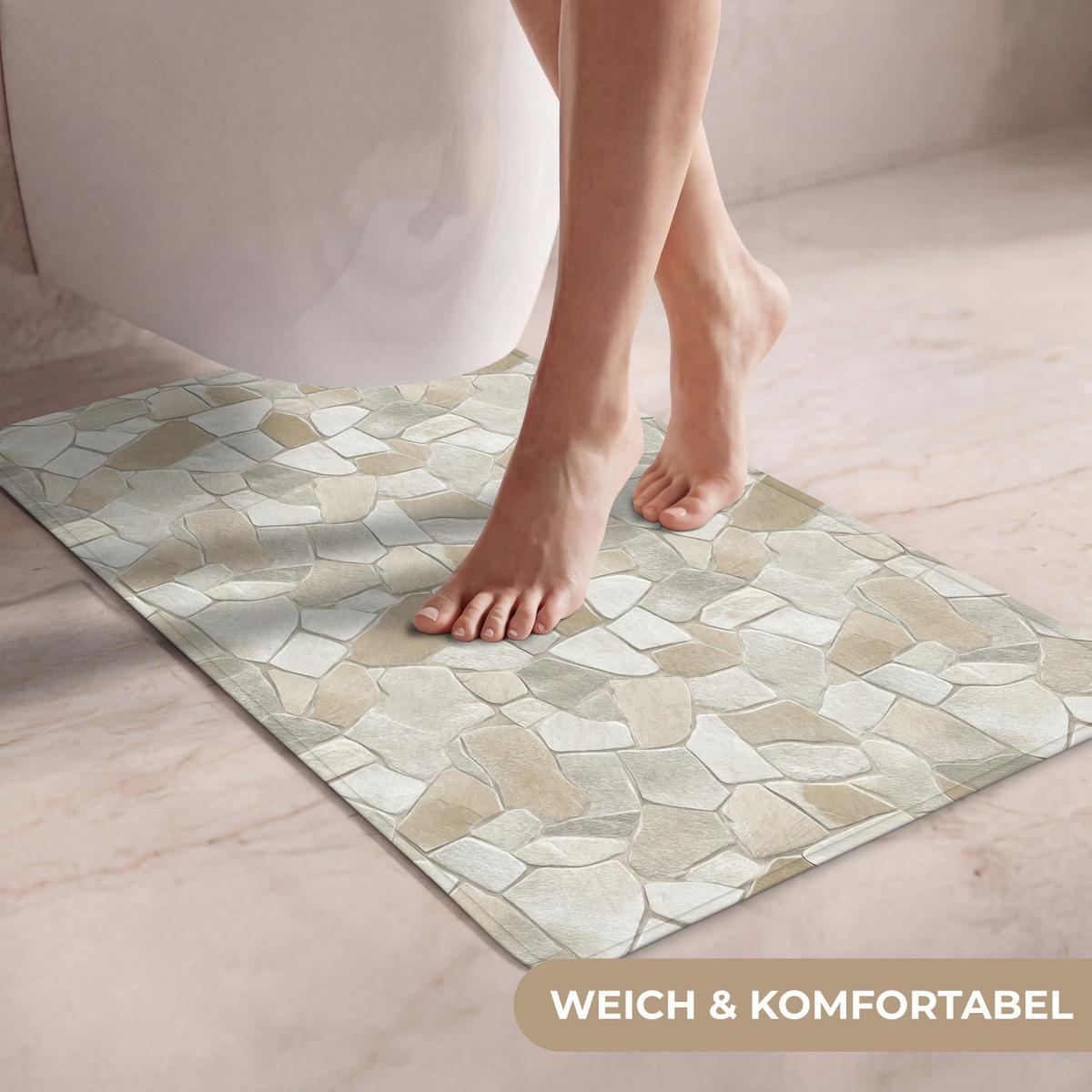 WC-VORLEGER Mosaik - Steine - Beige WC Teppich 50x80 cm - Beige, Textil (50/1cm) - OnlyWow