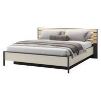 BETT Enna EN-02 - Sandfarben/Schwarz, Holzwerkstoff/Kunststoff (180/200cm) - MIRJAN24
