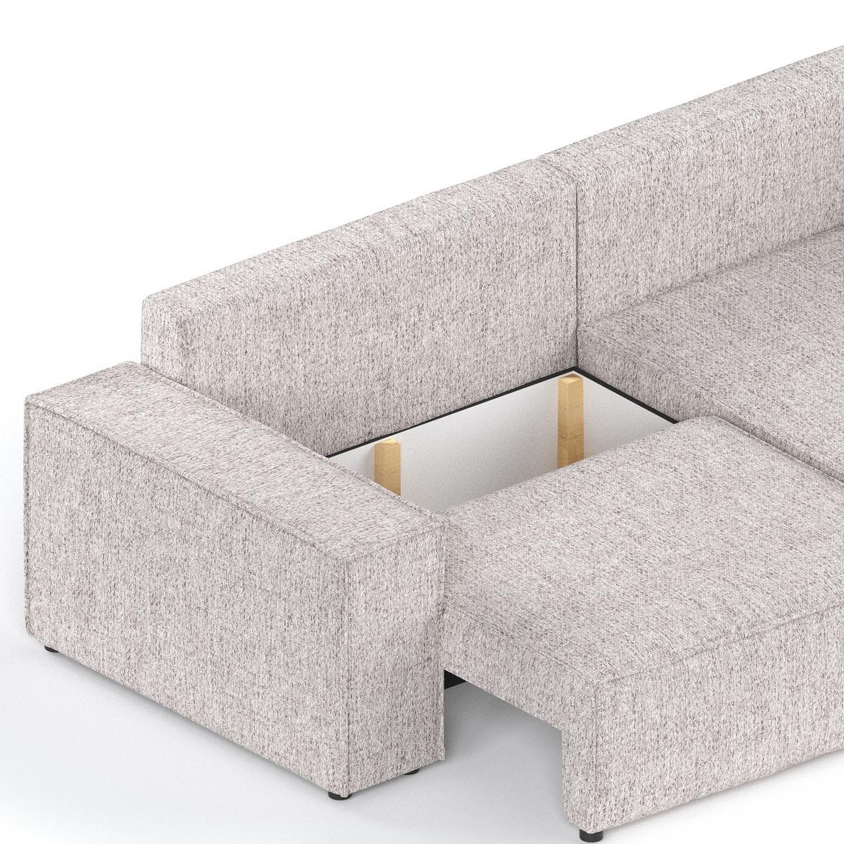 ECKSOFA AVION mit Schlaffunktion Beige im Neve Stoff - Beige/Schwarz, Holz/Holzwerkstoff (253/148cm) - AltaBeds