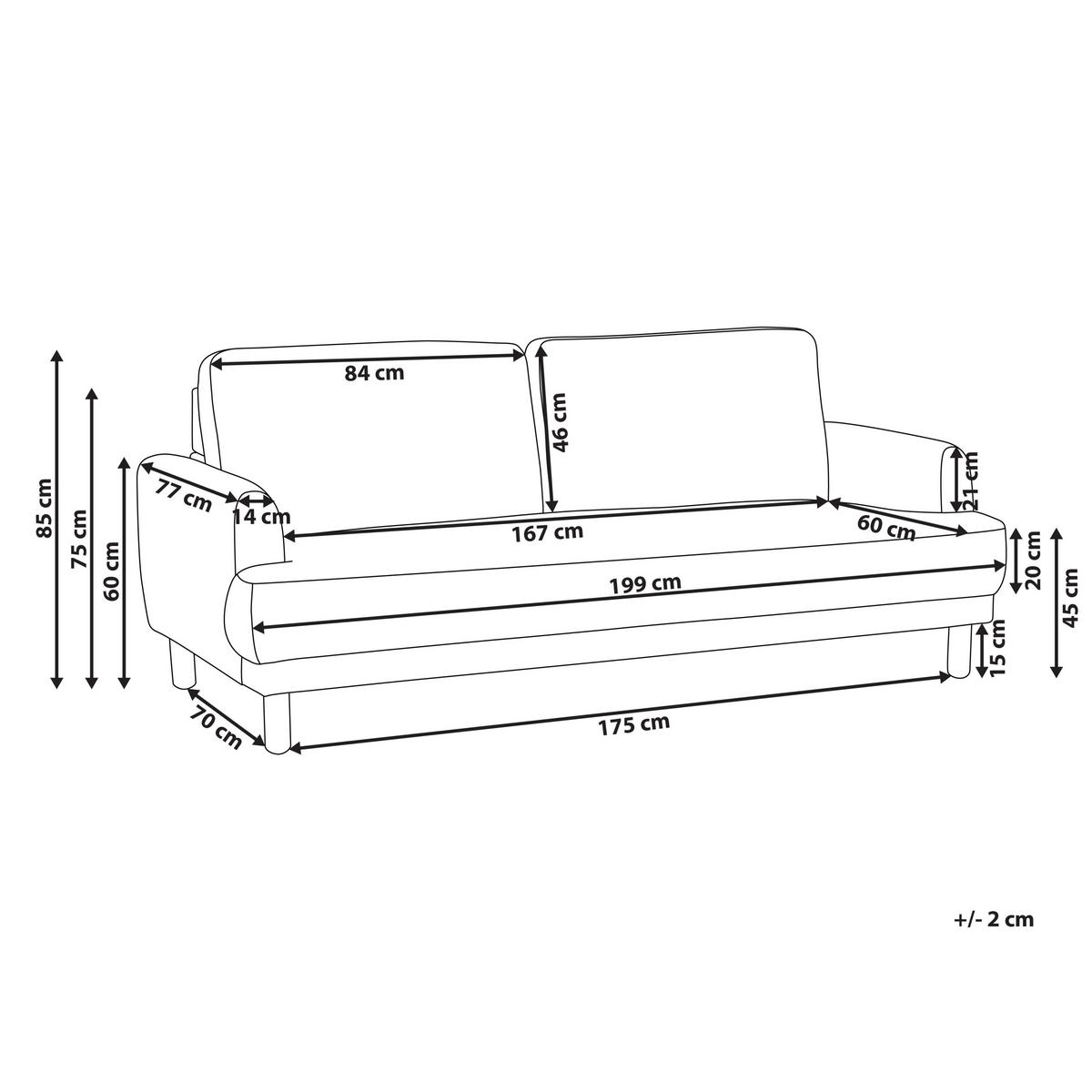 3-SITZER-SOFA Stoff cremeweiß Tuve - Hellbraun/Weiß, Textil (199/85/90cm) - Beliani