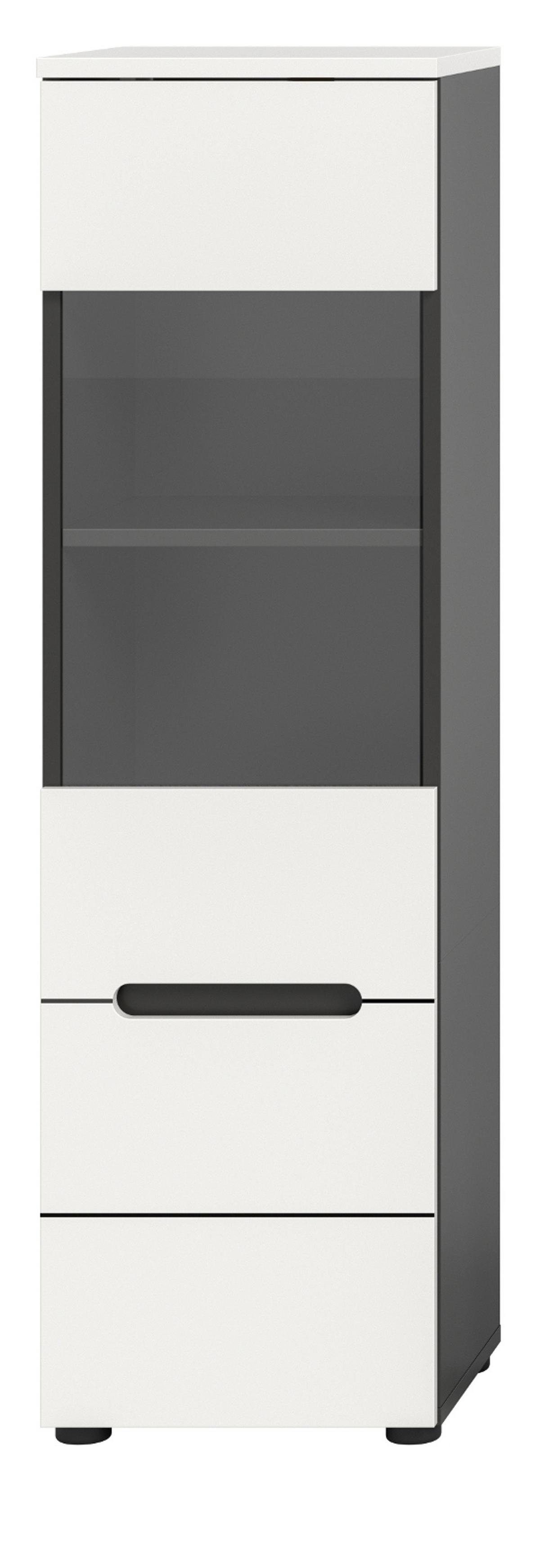 VITRINE weiß, grau, Vitrinenschrank hängend / stehend 36 cm - Schwarz/Weiß, Glas/Holzwerkstoff (36/125/33cm) - Inn.Furn
