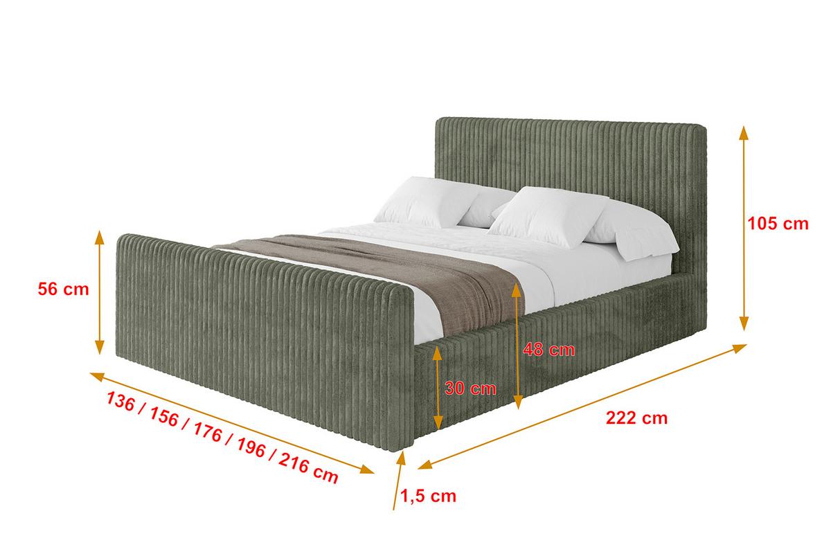 POLSTERBETT mit Bettkasten, Fußteil und Lattenrost, Boxbett ohne Matratze - ALOVA-Z-V1 120x200 Olivgrün - Olivgrün, Holzwerkstoff/Textil (120/200cm) - ALTDECOR