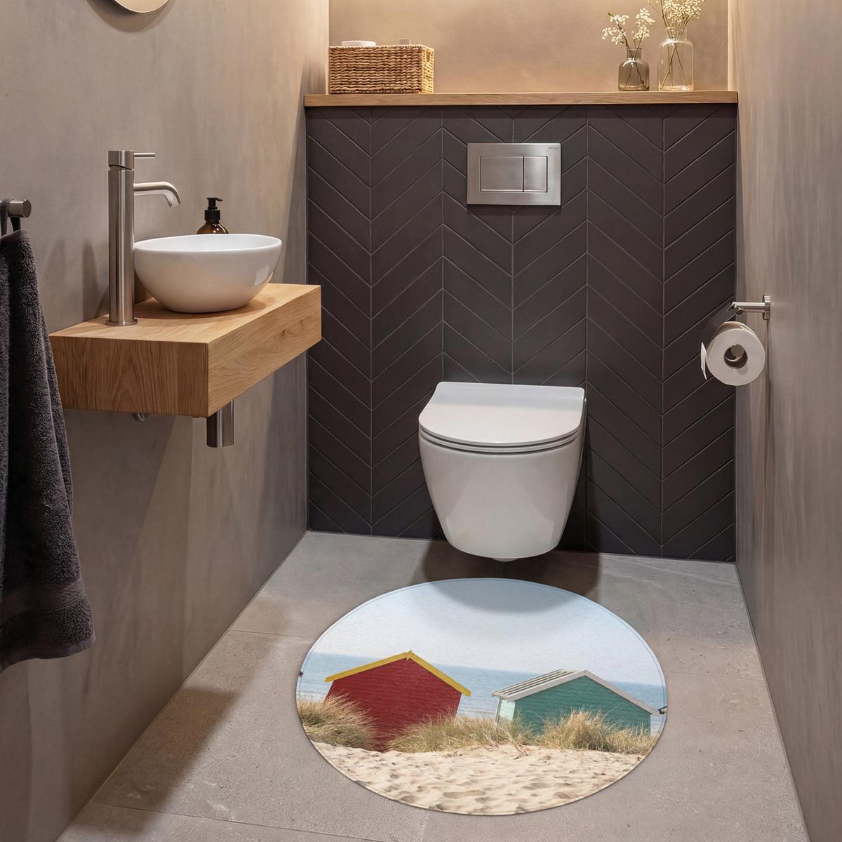 WC-VORLEGER Strand - Ferienhäuser - Farbenfroh - Dünen Toilettenteppich 70x70 cm - Multicolor, Textil (70/1cm) - OnlyWow
