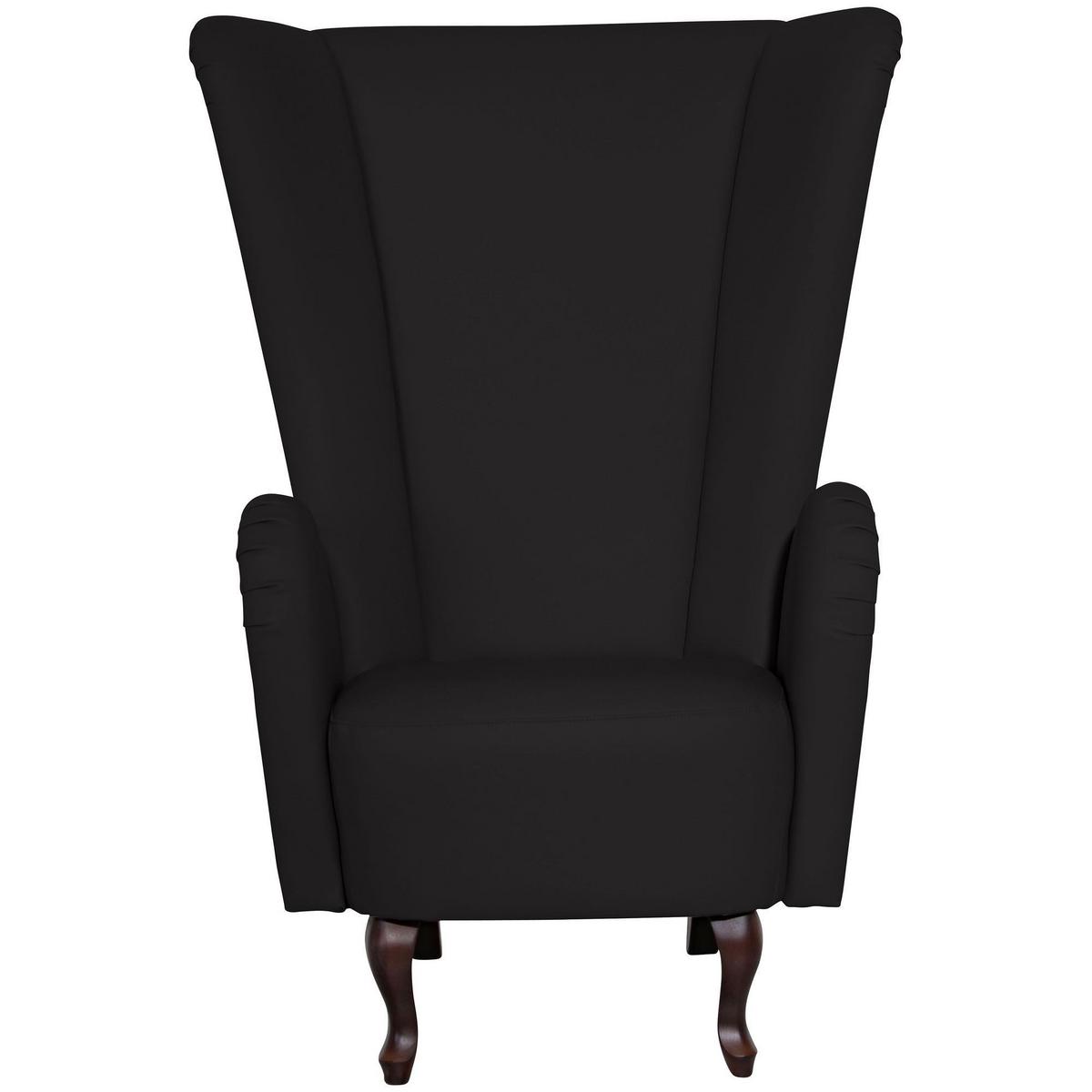 HOCHLEHNSESSEL Kailey Bezug Kunstleder Buche nussbaum dunkel / schwarz - Schwarz, Kunststoff (96/122/89cm) - 58aufmkessel
