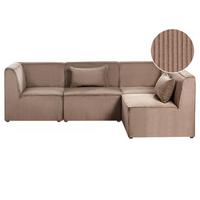 ECKSOFA Modul 4-Sitzer linksseitig Sandbeige Cord Lemvig - Sandfarben/Beige, Textil (250/166cm) - Beliani