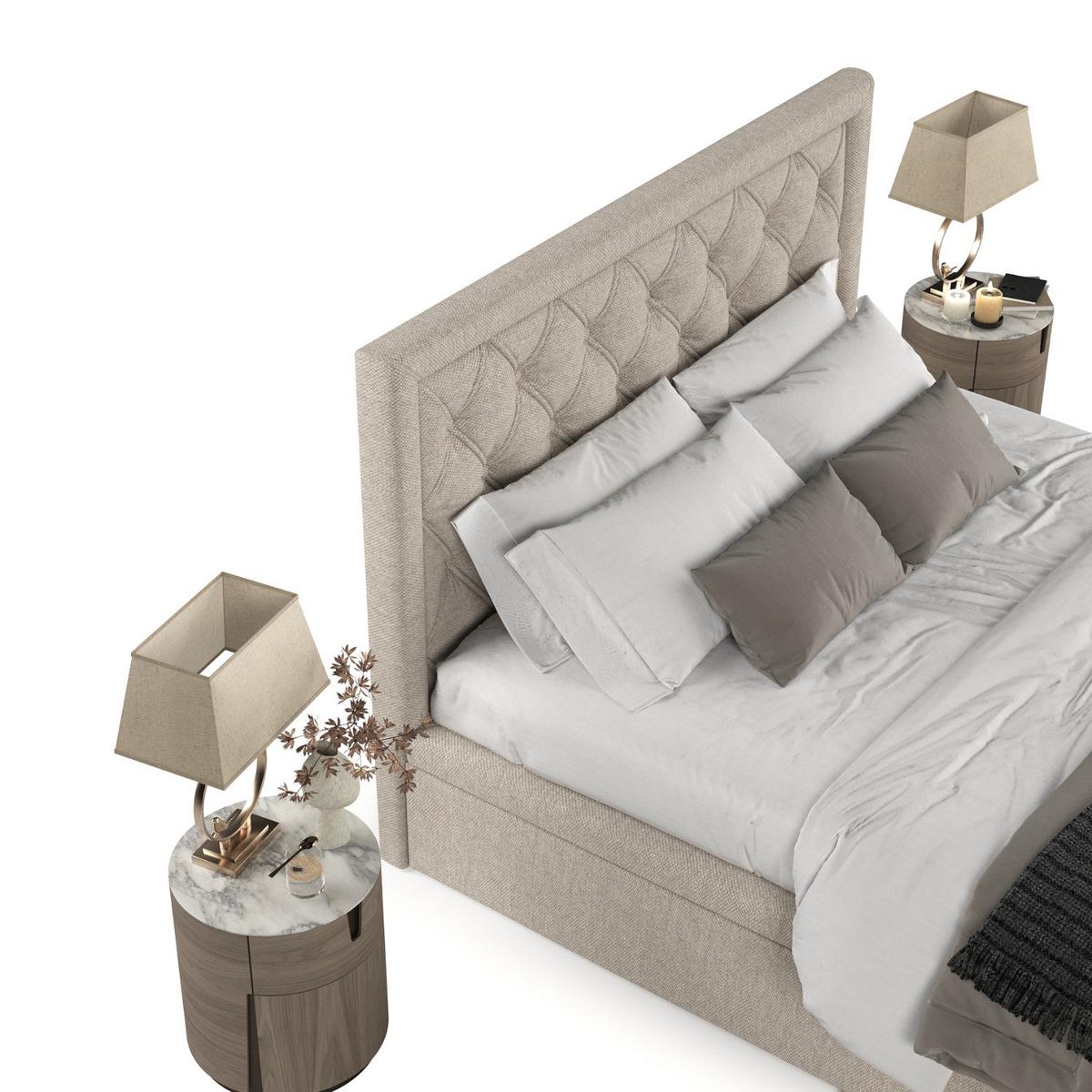 POLSTERBETT Nicobar mit Stauraum 140/200 cm Hellbeige im Megan Stoff - Sandfarben/Schwarz, Holz/Holzwerkstoff (140/200cm) - AltaBeds