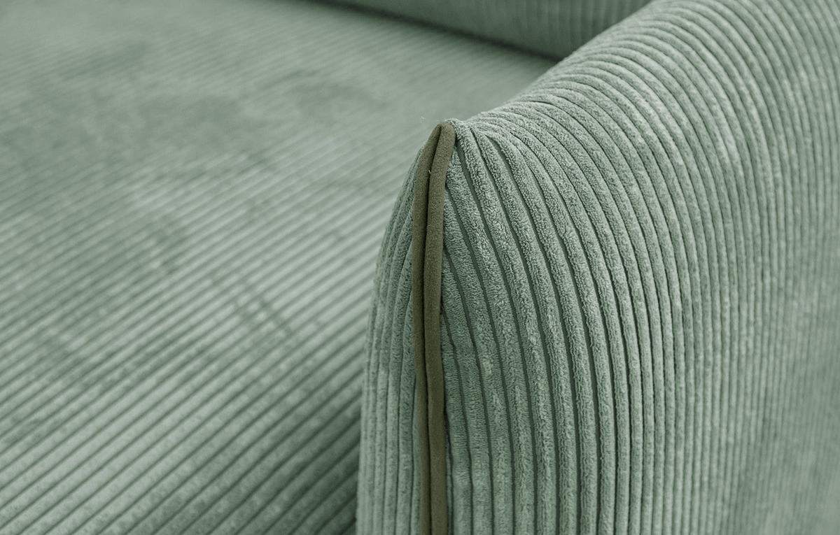ECKSOFA TAUER 3-Sitzer, mintgrün - Schwarz/Mintgrün, Holzwerkstoff/Kunststoff (206/173cm) - Wozimo