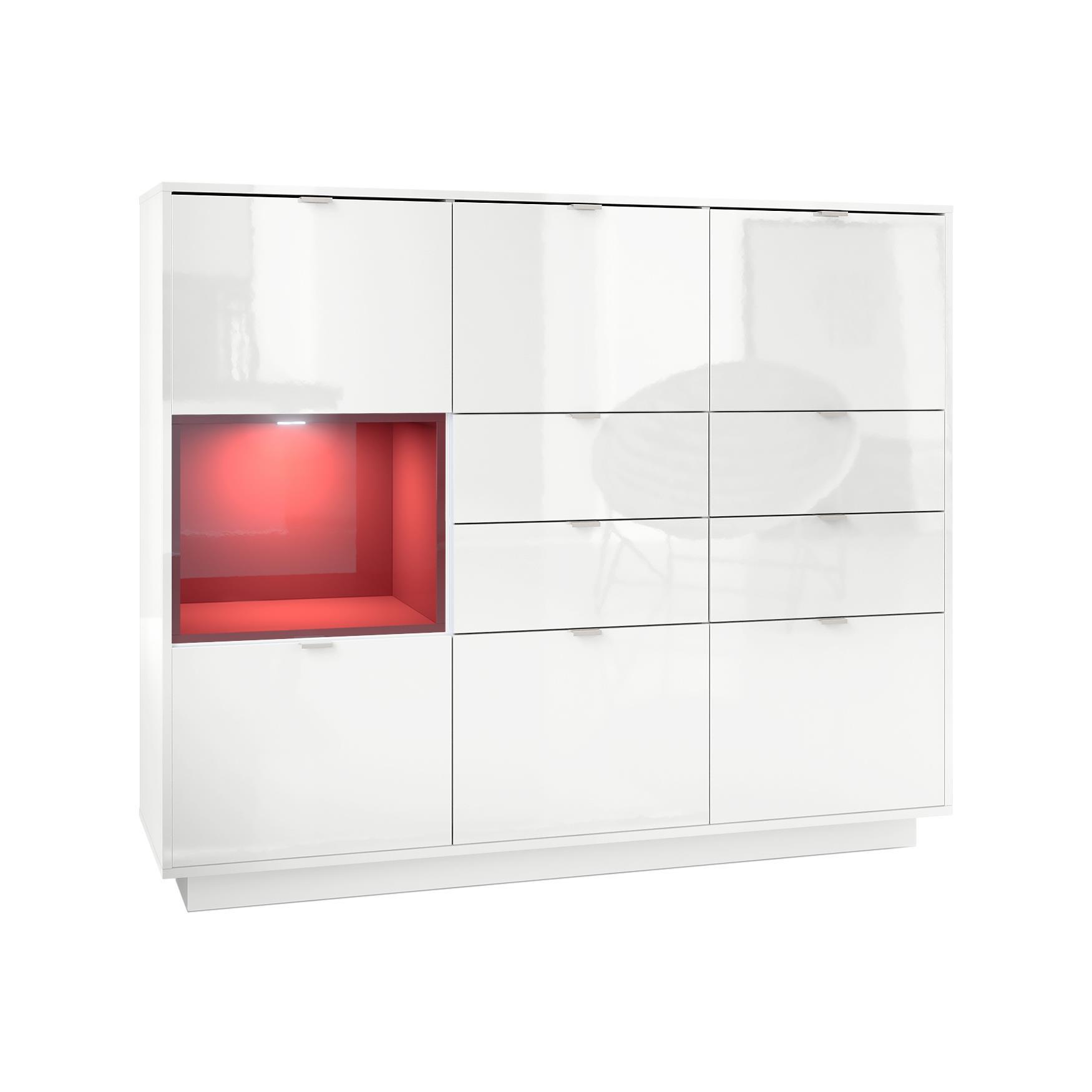 HIGHBOARD Metro Einsatz in Bordeaux Hochglanz - Bordeaux, Holzwerkstoff (153/123/37cm) - Vladon