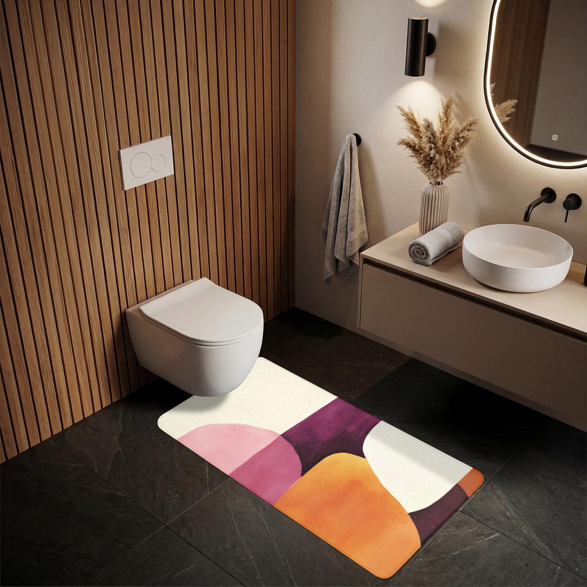 BADEMATTE Formen - Abstrakt - Farbenfroh 60x120 cm - Terracotta, Textil (60/120cm) - OnlyWow