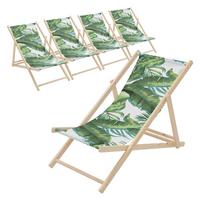 LIEGESTUHL 5er Set Tropical Grün-Weiß - Waldgrün, Holz (57.5/83/100cm) - ECD-Germany