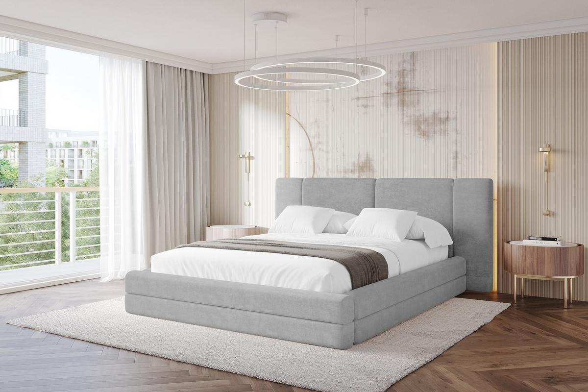 POLSTERBETT mit Bettkasten und Lattenrost, Bett mit Matratze H3/H4 - TEVO 140x200 Grau - Hellgrau, Holzwerkstoff/Textil (140/200cm) - ALTDECOR