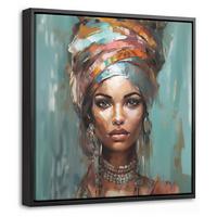 LEINWAND Bilder mit Rahmen - Frau - Kunst - Schmuck - Porträt - 20x20 - Blaugrau, Textil (20/20cm) - MuchoWow
