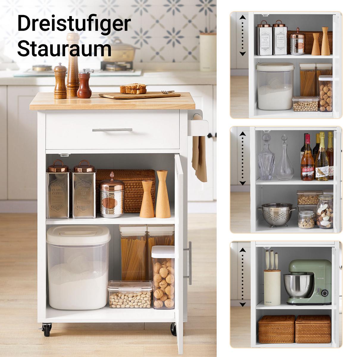 KÜCHENWAGEN Weiß - Weiß, Holzwerkstoff (68/90/46cm) - SoBuy