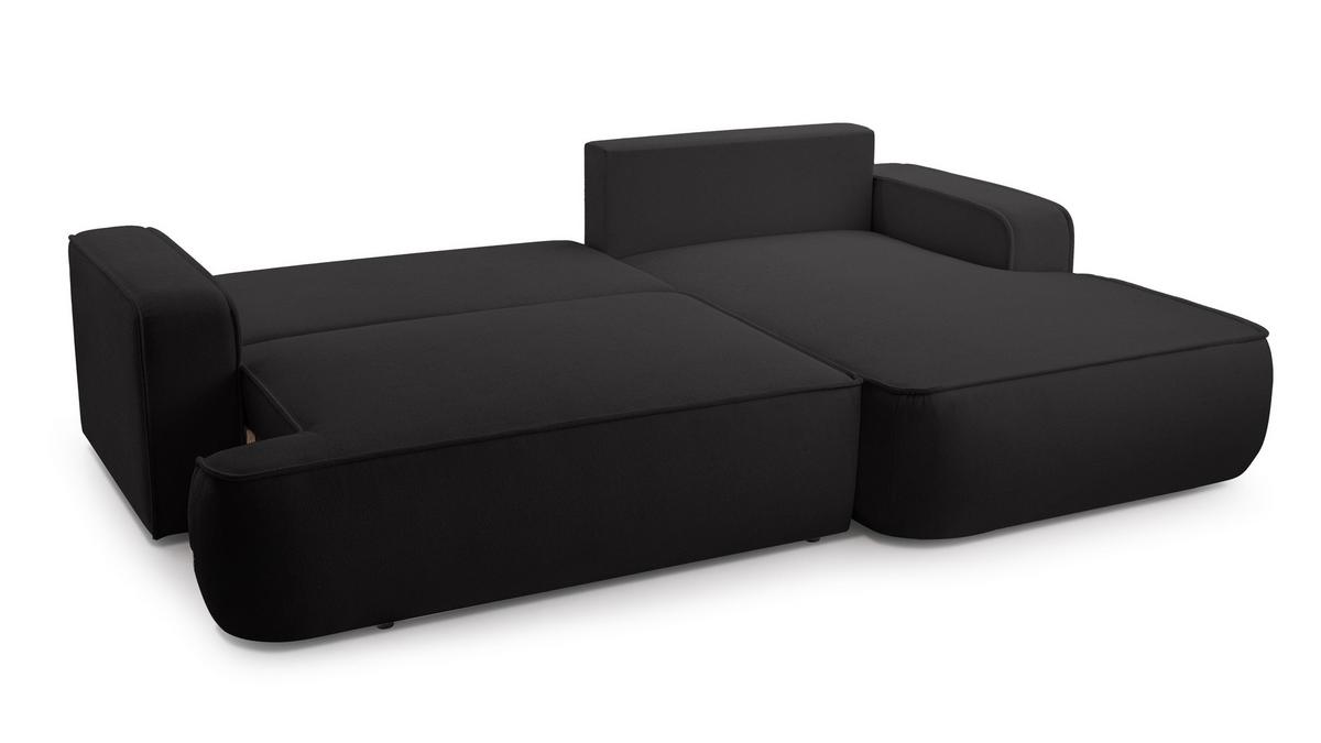 ECKSOFA L Form Ablia Schwarzes 267/168/87 cm mit Schlaffunktion R - Schwarz, Kunststoff/Textil (267/168cm) - AX Living