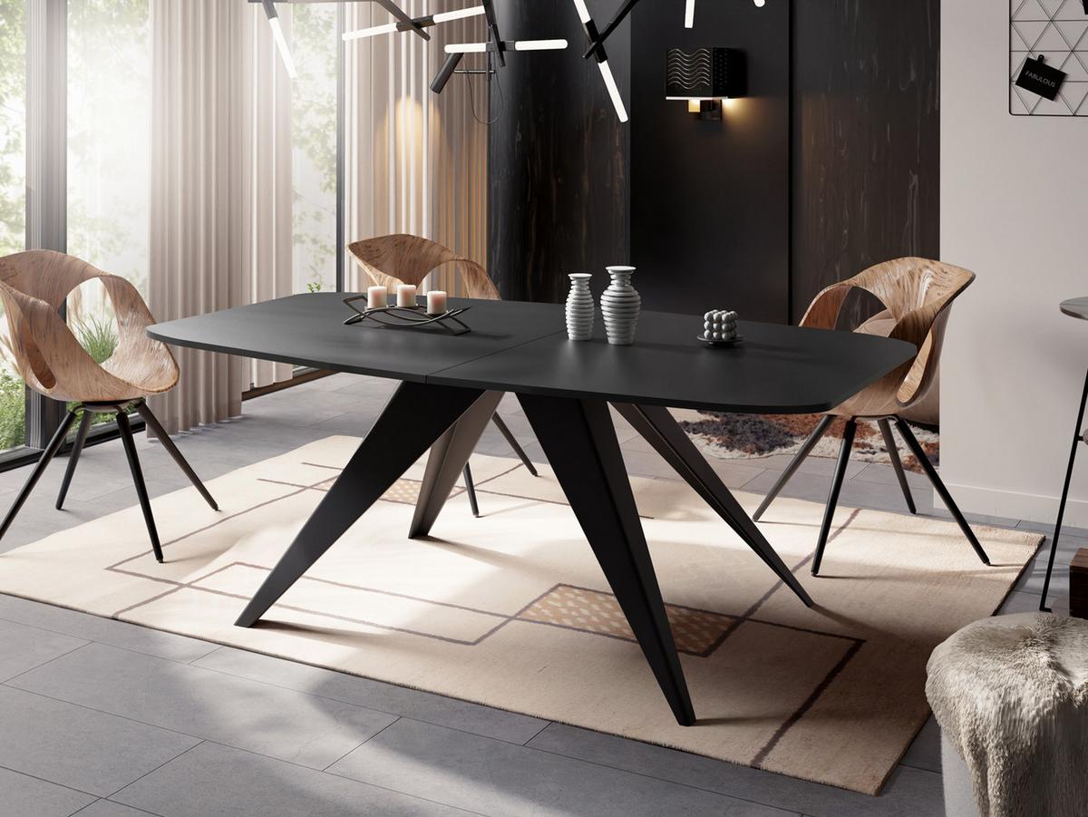 ESSTISCH Foster rechteckig ausziehbar, Schwarz 180-218/90/76 cm - Schwarz, Holzwerkstoff/Metall (90/220/76cm) - WFL GROUP