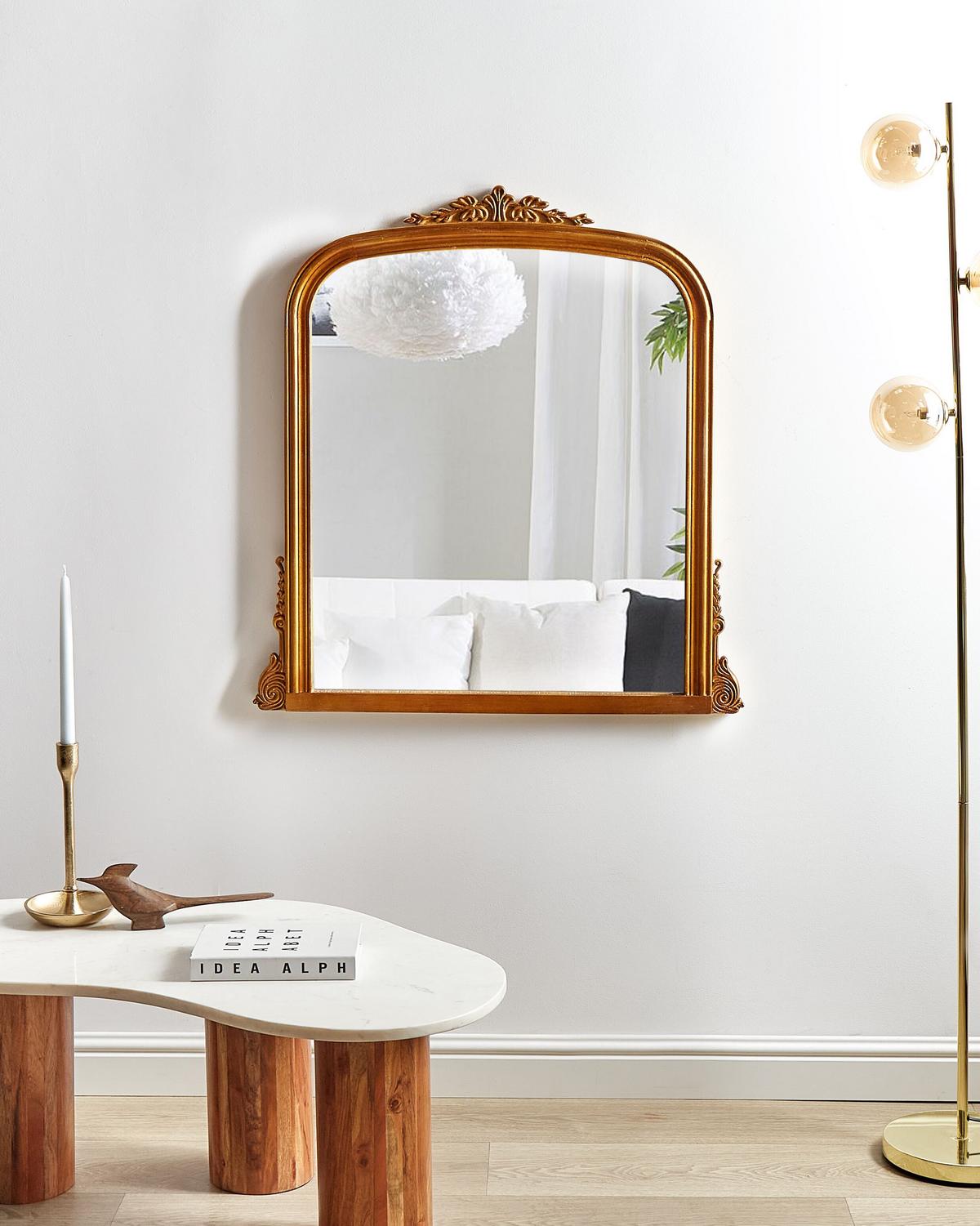 WANDSPIEGEL Gold Metall 75/78 cm Sussey - Goldfarben, Metall (75/78/3cm) - Beliani