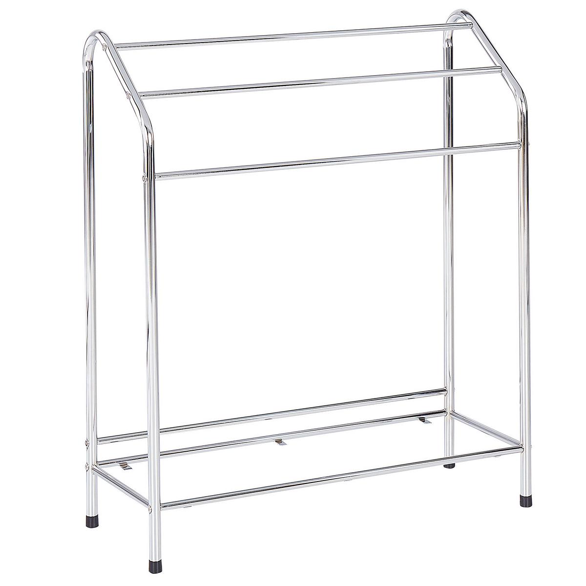 HANDTUCHSTÄNDER mit Ablage silber/dunkelbraun 72 x 85 cm 3 Muriva - Dunkelbraun/Silberfarben, Metall (72/85/27cm) - Beliani