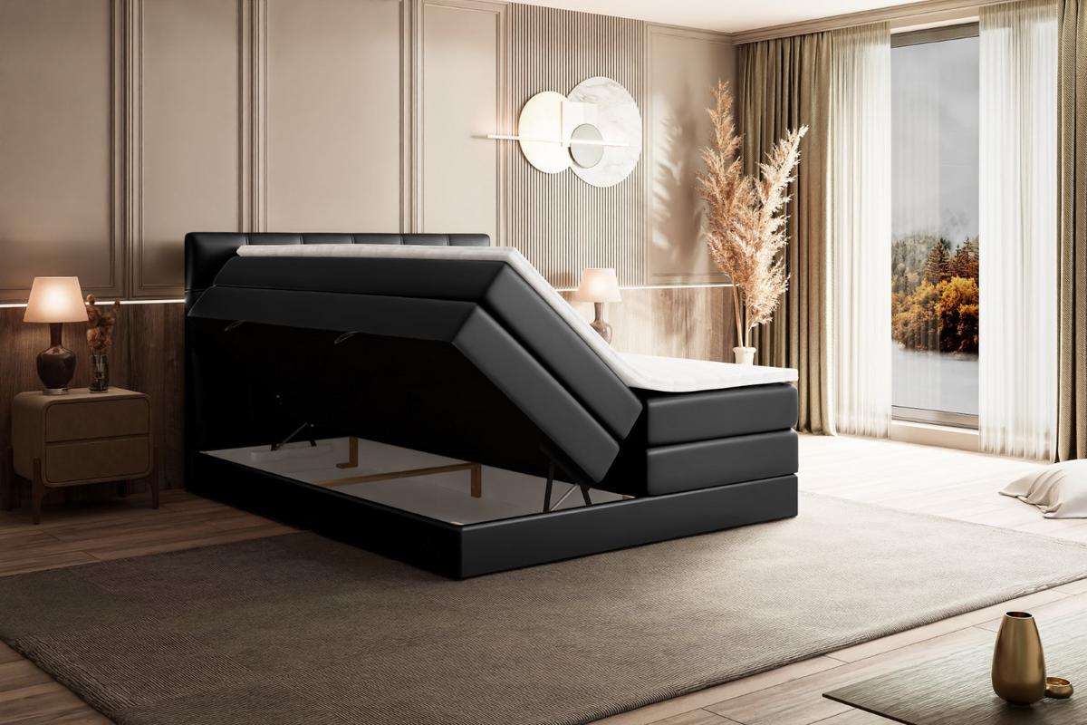 BOXSPRINGBETT MARCE KING - 180x200 - H3/H4 - Schwarz Hochglanz - Schwarz Hochglanz, Holzwerkstoff (180/200cm) - ALTDECOR