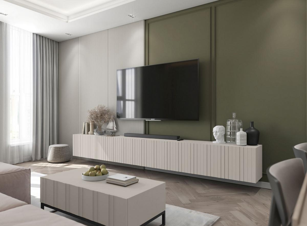 TV-LOWBOARD 2-er Set Elpis Kaschmir Matt Glamour 150 cm - Kaschmir, Holzwerkstoff (300/37.5/36.5cm) - Meble Lindner