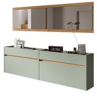 GARDEROBE-SET Salbei und Artisan Eiche, Garderobe 4-teilig, 220 x 192 cm, Borga - Salbeigrün/Eiche Artisan, Holzwerkstoff (220/192/32cm) - Inn.Furn