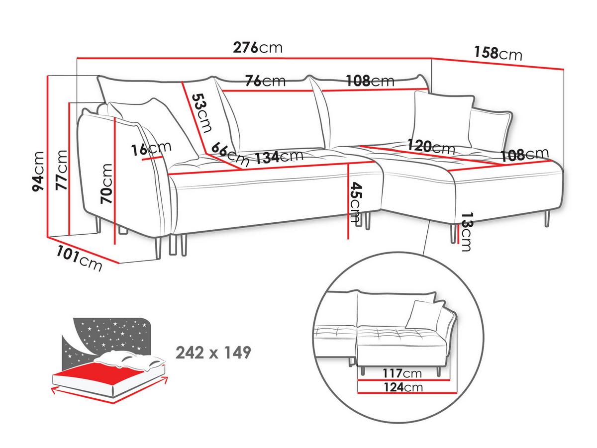 ECKSOFA Bari, Seite: Links - Schwarz/Dunkelblau, Holz/Textil (276/158cm) - MIRJAN24