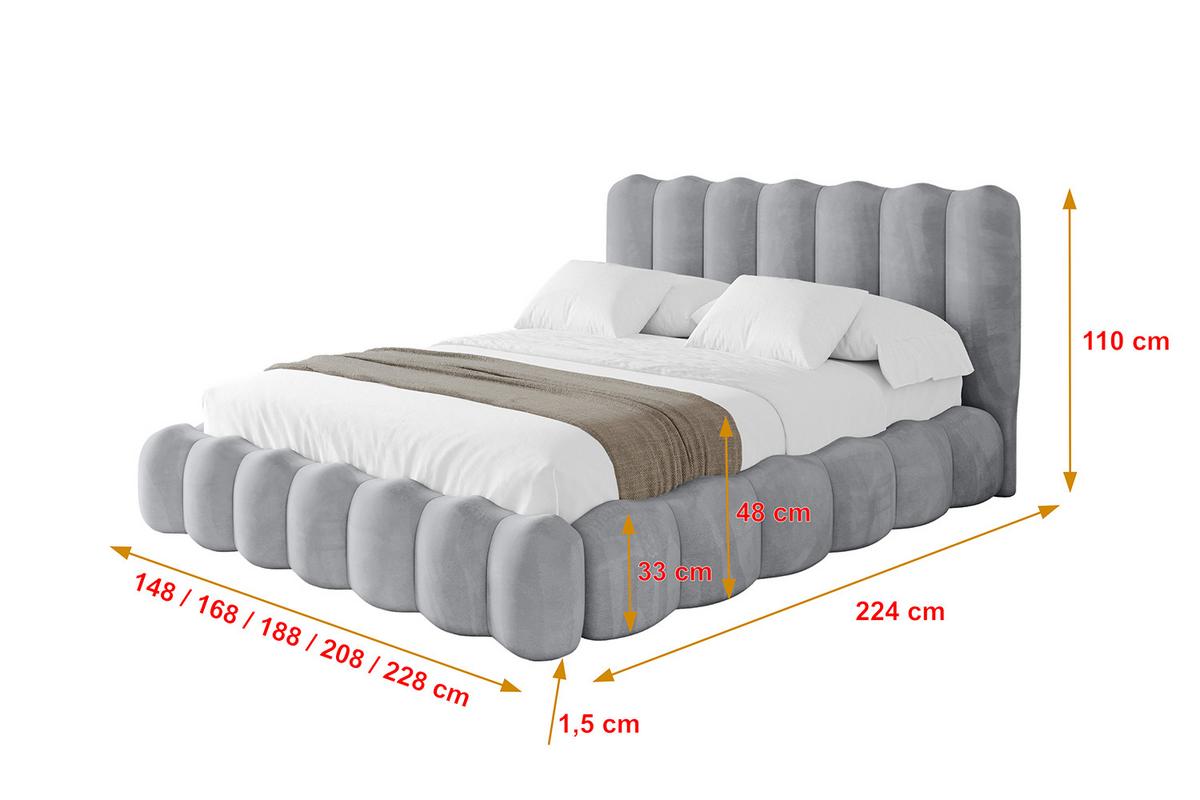 POLSTERBETT mit Bettkasten und Lattenrost, Boxbett ohne Matratze - SORA 180x200 Hellgrau - Hellgrau, Holzwerkstoff/Textil (180/200cm) - ALTDECOR