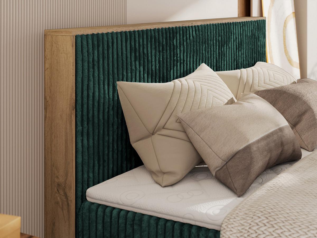 BOXBETT WOOD CLASSIC KING 160/200 - Dunkelgrün Cord - H4 - Dunkelgrün, Textil (160/200cm) - MKS