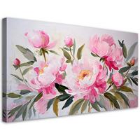 LEINWANDBILD Pfingstrosen Blumen Strauß Rosa 100x50cm - Rosa, Textil (100/50cm) - Feeby