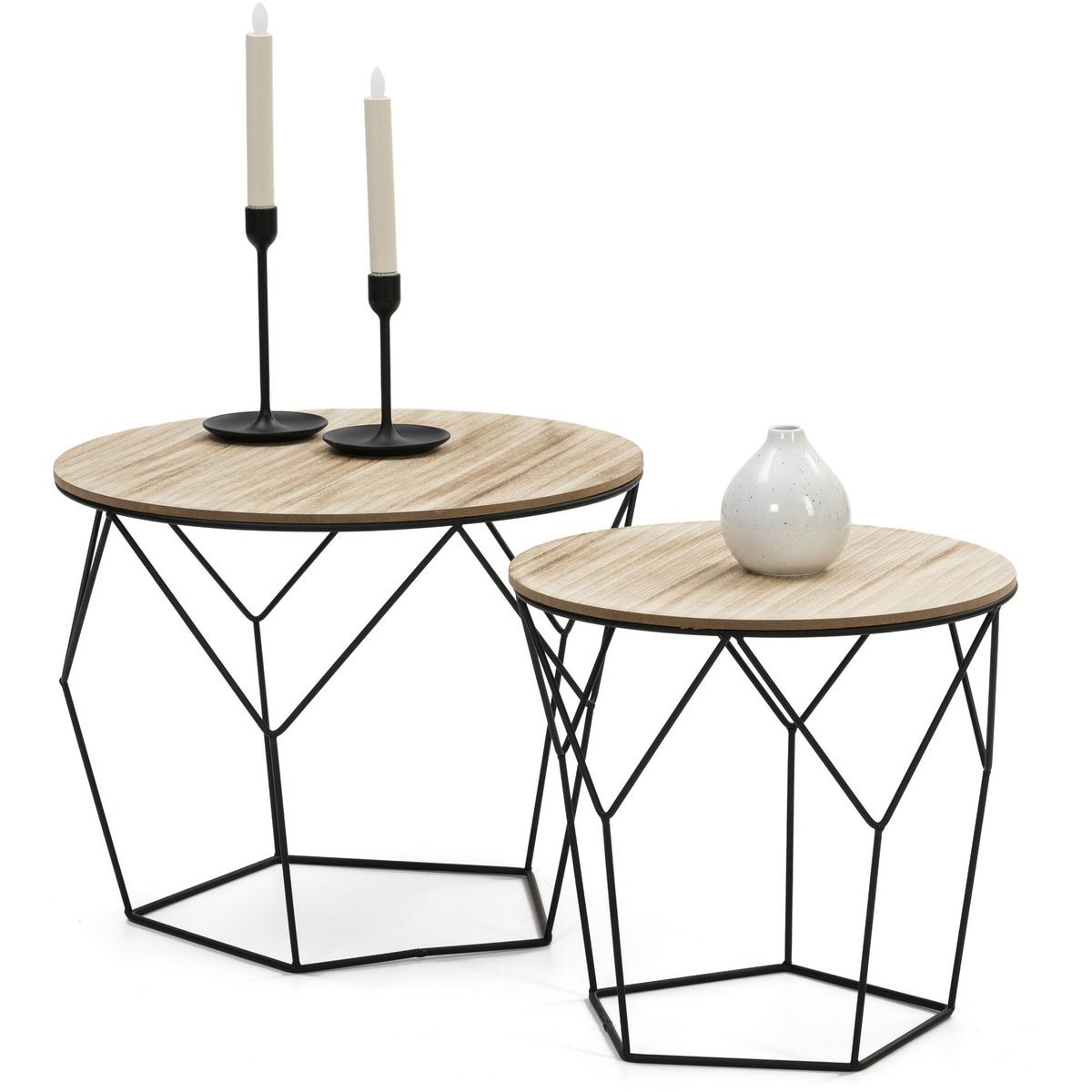 COUCH-/BEISTELLTISCH-SET Tokio schwarzes Metall - Schwarz, Holzwerkstoff (40/50/50cm) - VS Venta-stock