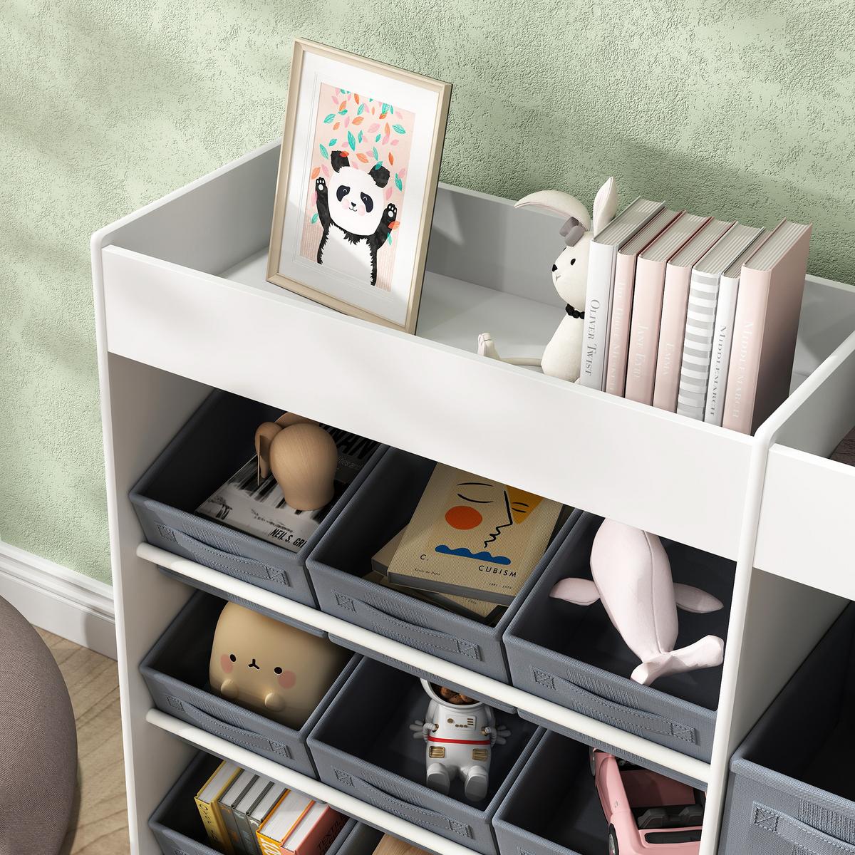KINDERREGAL - Weiß, Holzwerkstoff/Metall (30/80/105cm) - AIYAPLAY