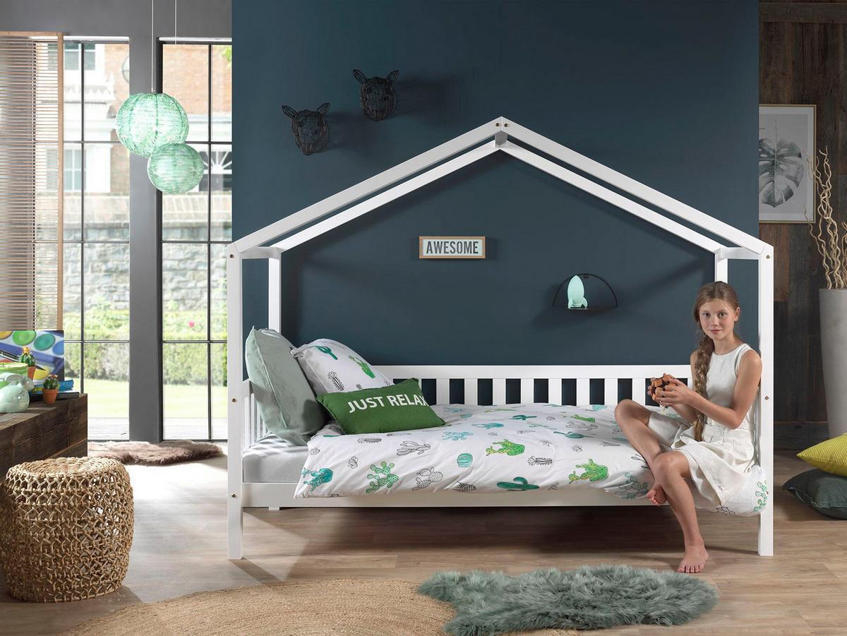 HAUSBETT Kapua 210x170x97 aus Massivholz in Weiß - Beige, Holz (90/200cm) - 58aufmkessel