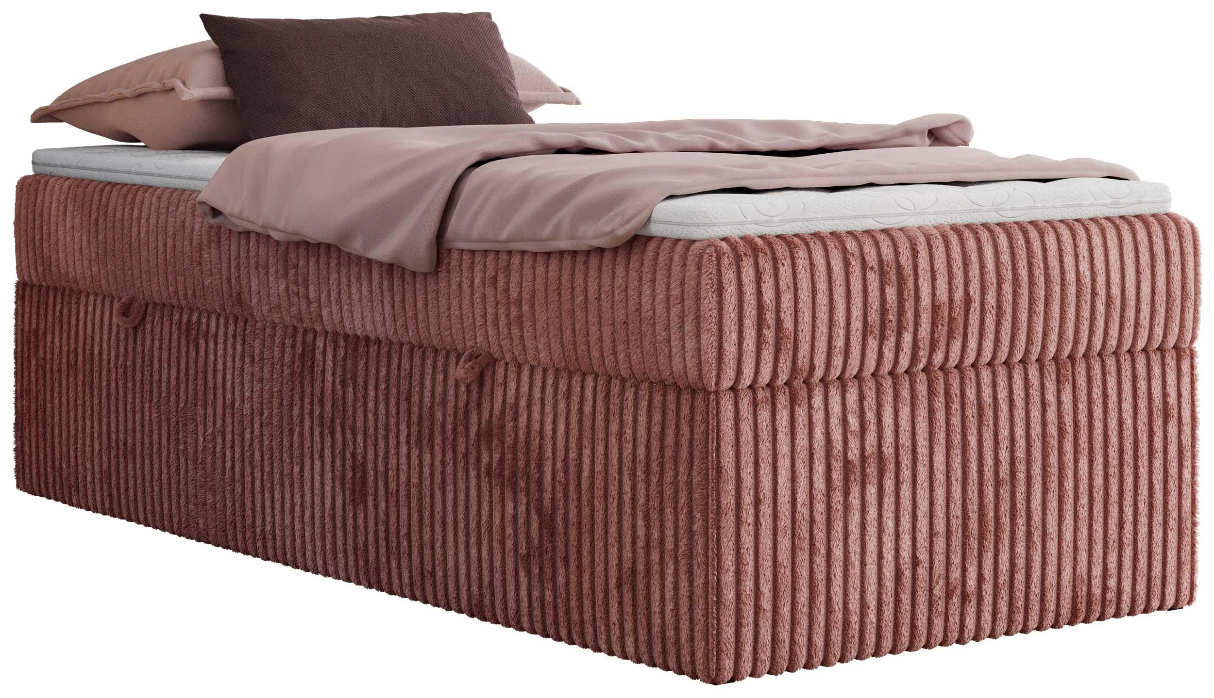 BOXBETT ZERO 90/200 - Rosa Cord - H3 - Topper Visco - Rosa, Textil (90/200cm) - MKS