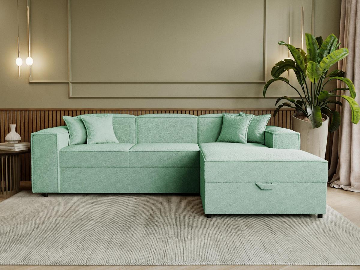 ECKSOFA Santos L, Seite: Rechts - Schwarz/Mintgrün, Holzwerkstoff/Kunststoff (253/166cm) - MIRJAN24