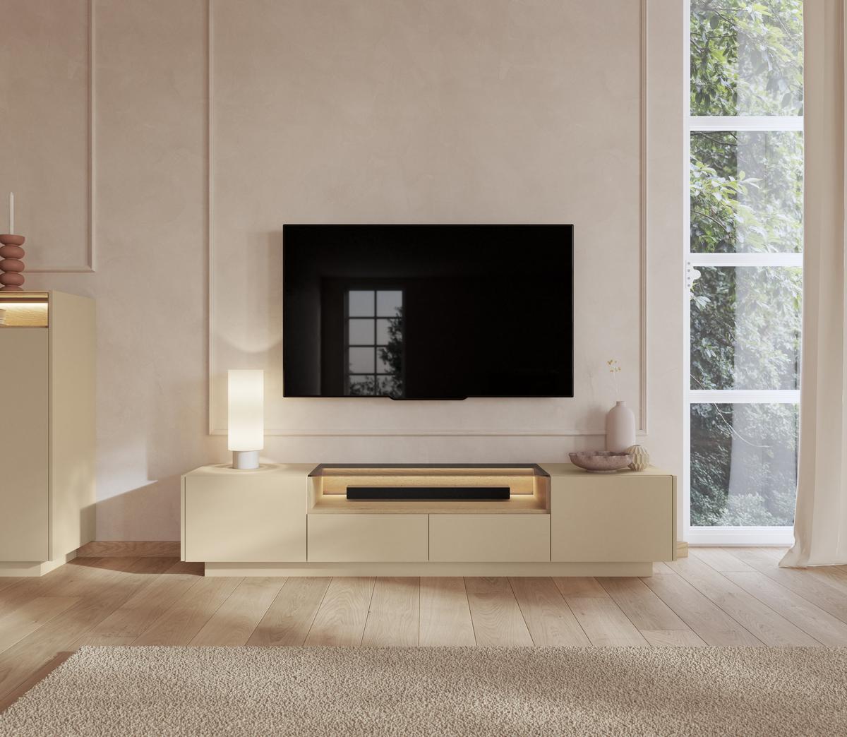 LOWBOARD PORTA 203/43,4/39,5 cm, Beige - Beige, Holzwerkstoff (203/43.4/39.5cm) - MASSENO
