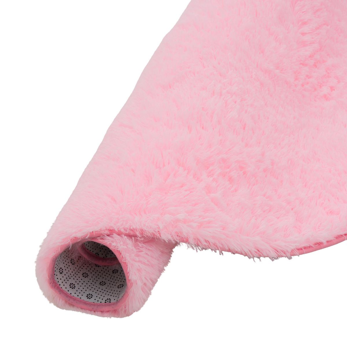 HOCHFLOR SHAGGY TEPPICH FLUFFY RUND - Rosa, Textil (160/160cm) - Pergamon