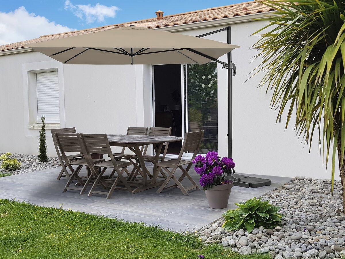 SONNENSCHIRM sky 4 Taupe - Taupe, Metall (278/370cm) - Habitat Garten
