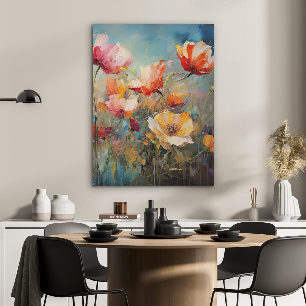 AKUSTIKBILD Blumen - Aquarell - Kunst - Botanisch - Natur Wandbilder 60x80 cm - Orange, Kunststoff (60/80/0.9cm) - MuchoWow