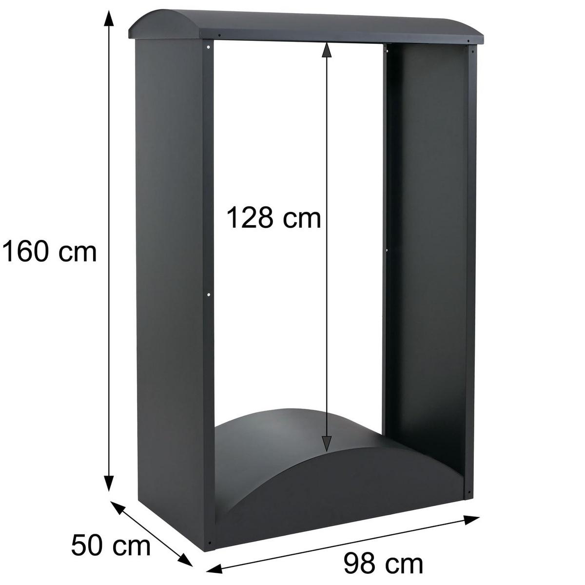 BRENNHOLZLAGER Grau - Grau, Metall (98/160/50cm) - MCW